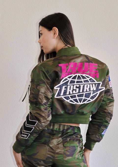 True Freedom Multi Patches MA-1 Jacket Wood Camo