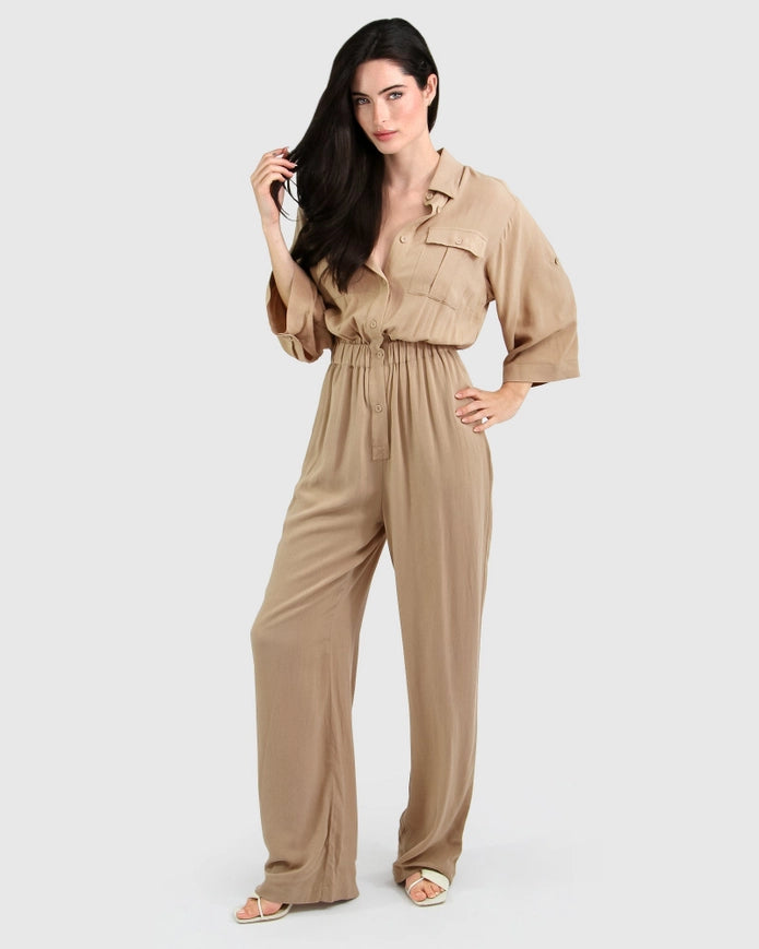 Art of Escape Jumpsuit - Latte-Jumpsuit-belle & bloom-S-Urbanheer