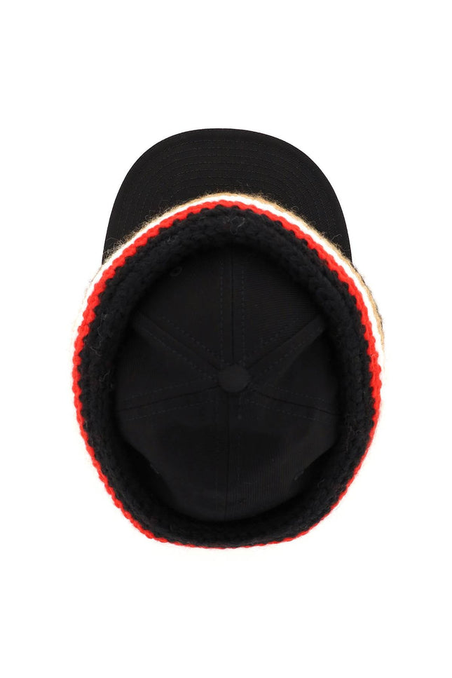 baseball cap with knit headband - Black