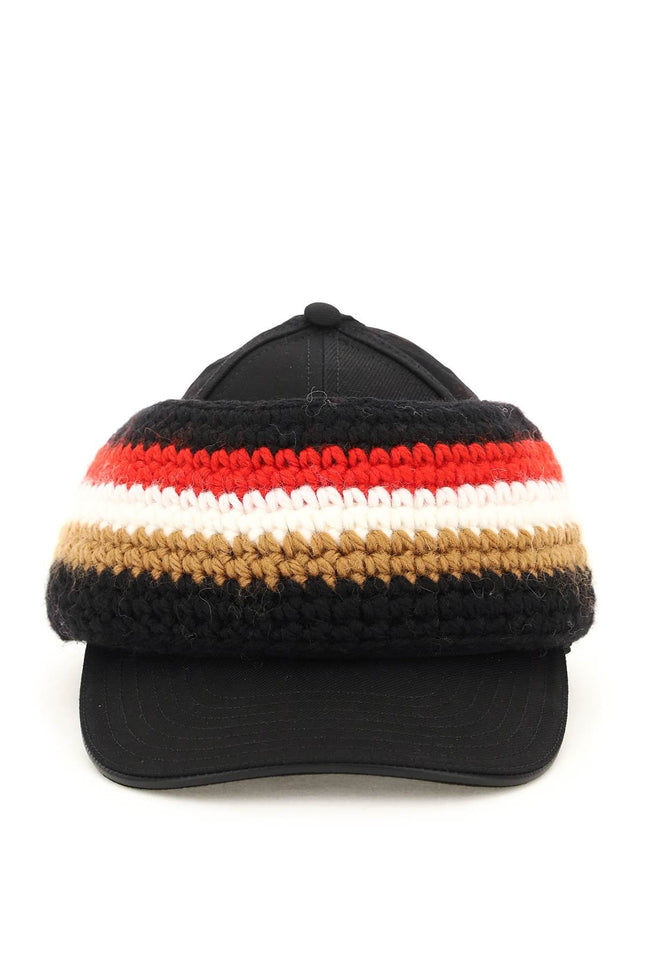 baseball cap with knit headband - Black