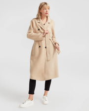 Boss Girl Double-Breasted Lined Wool Coat - Pale Oat-Clothing - Women-Belle & Bloom-S-Urbanheer