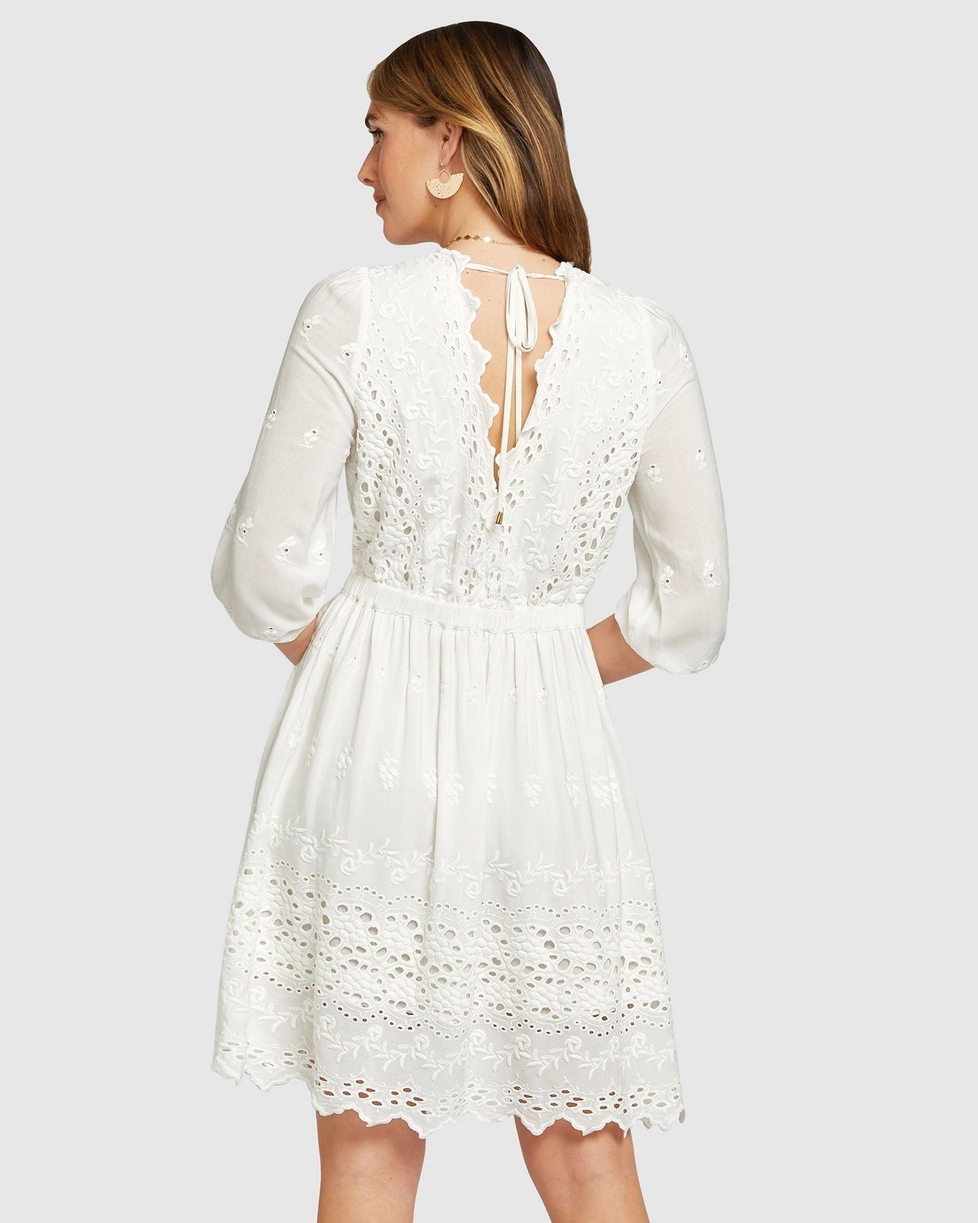 Sweet Talk Eyelet Mini Dress - White-Clothing - Women-Belle & Bloom-S-Urbanheer