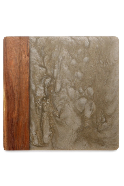 Brown Resin & Wood Cheese Board-Cheese Board-Tiramisu-13 x 13 x 0.6 in (33 x 33 x 1.5 cm)-Urbanheer