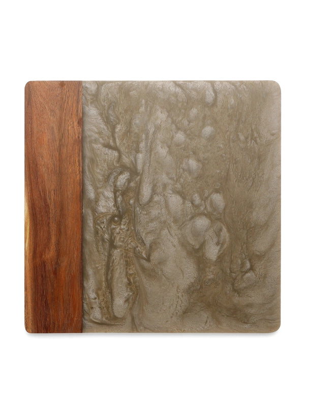 Brown Resin & Wood Cheese Board-Cheese Board-Tiramisu-13 x 13 x 0.6 in (33 x 33 x 1.5 cm)-Urbanheer