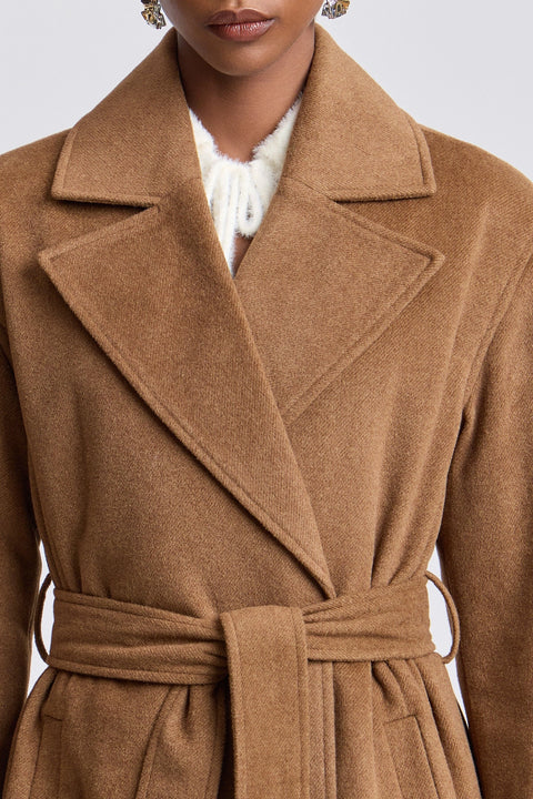 Faux Wool Belted Maxi Coat