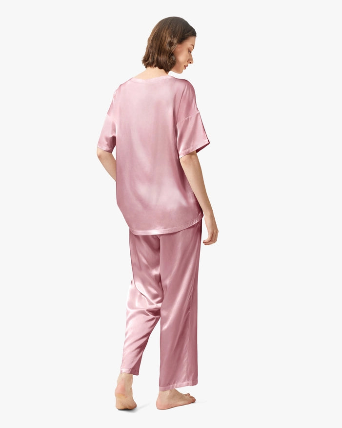 Sunday Morning Silk Pajamas Rosy Pink-Pajamas-MommeSilk-XS-Urbanheer