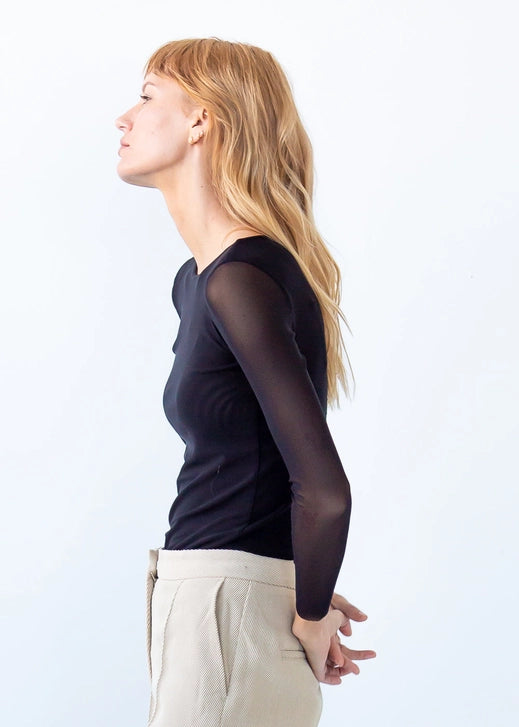 Florence Solid Double Sheer Stretch Top-AMB Designs-S/M-Black-Urbanheer