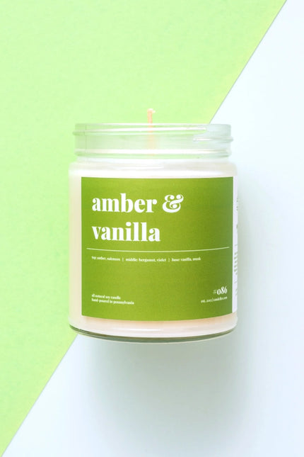 Amber And Vanilla Scented Soy Candle - 9Oz-Home & Garden - Home Decor - Candles & Holders-Candelles Soy Candles-9oz-Urbanheer