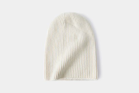 Unisex Cashmere Wool Beanie - Ivory