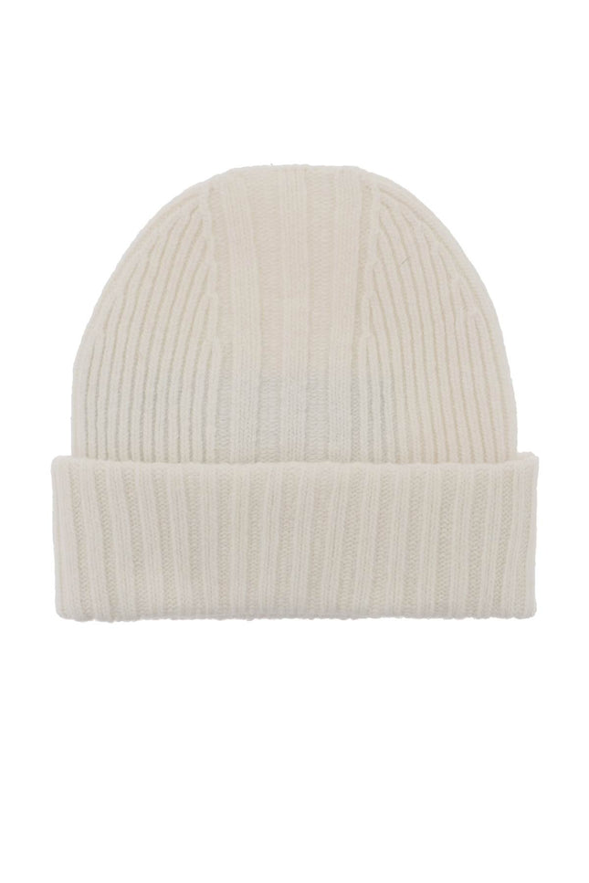 Beanie Hat In Ribbed Wool With Logo Patch