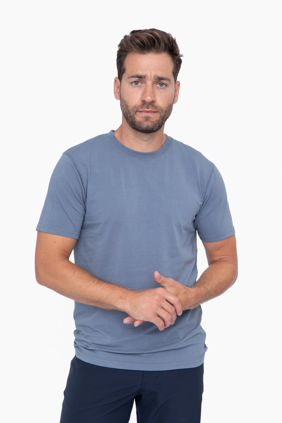 Pima Cotton Blend Short Sleeve Tee-Mono B-S-Denim-Urbanheer