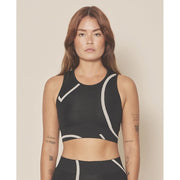 Loud Logo Crop Top - Black / Sustained Grey-TOP-Moonchild Yoga Wear-S-Urbanheer