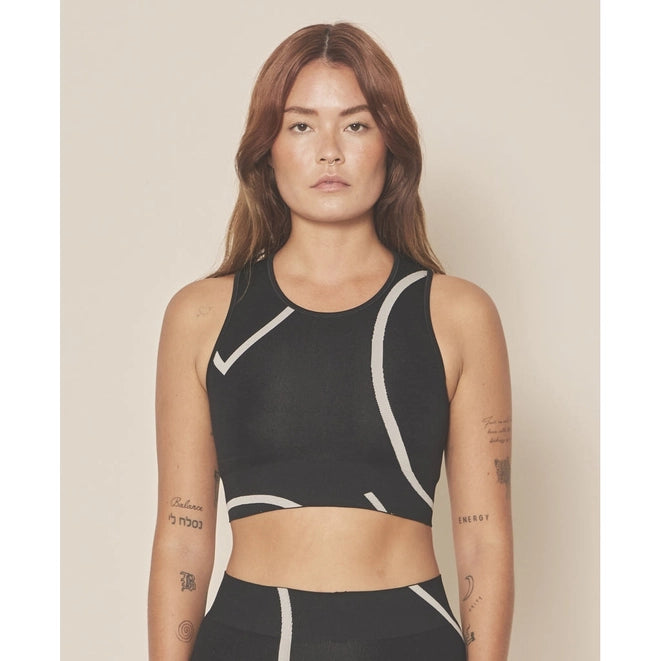 Loud Logo Crop Top - Black / Sustained Grey-TOP-Moonchild Yoga Wear-S-Urbanheer
