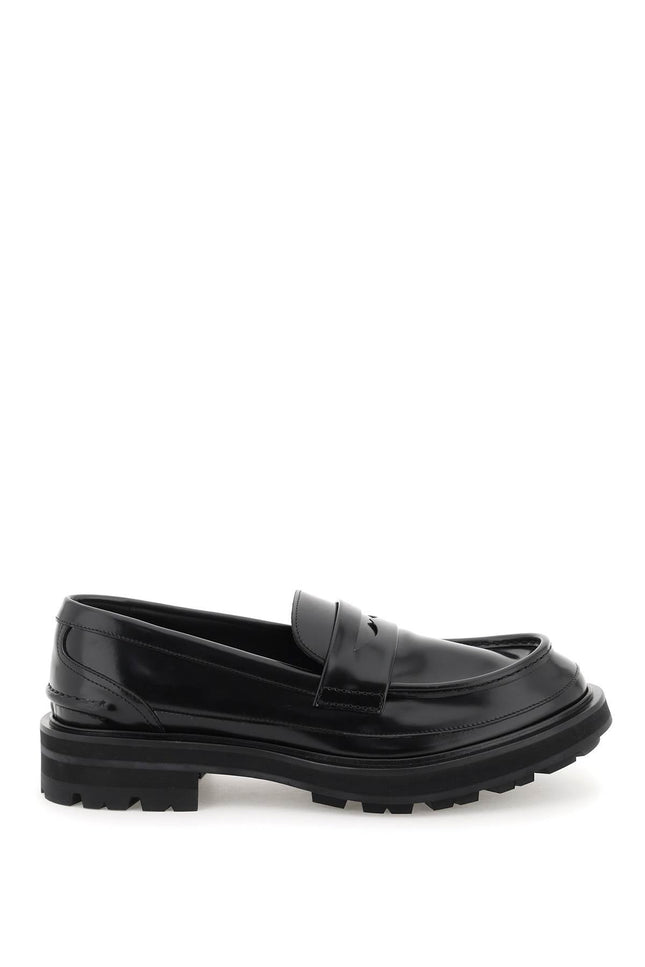 brushed leather penny loafers