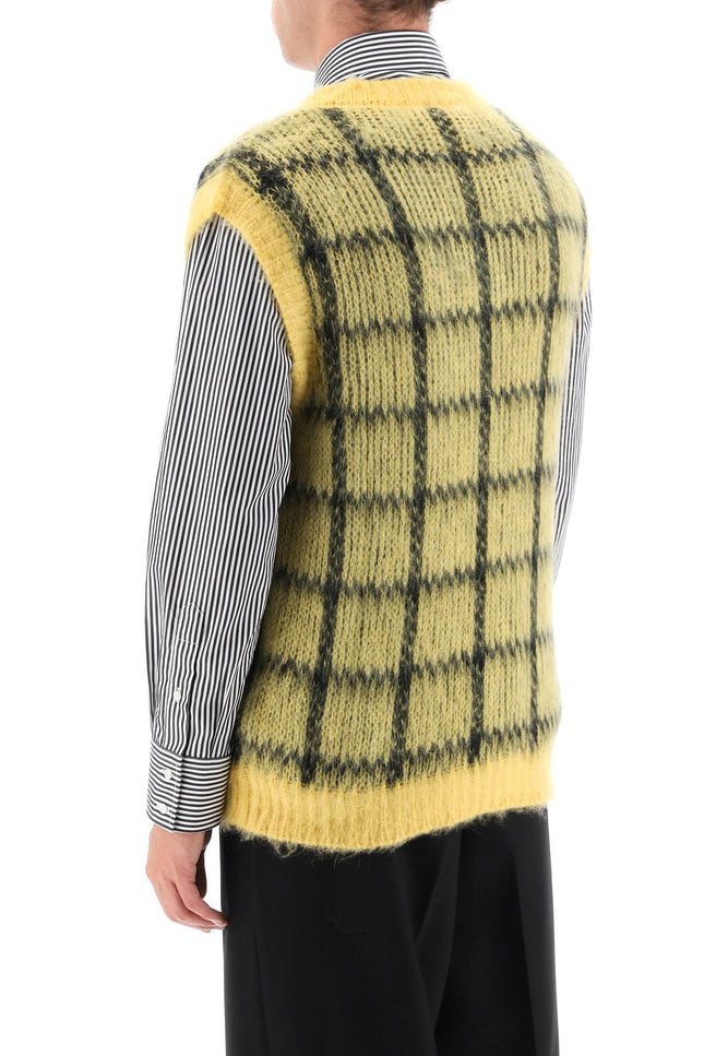 brushed-mohair vest with check motif