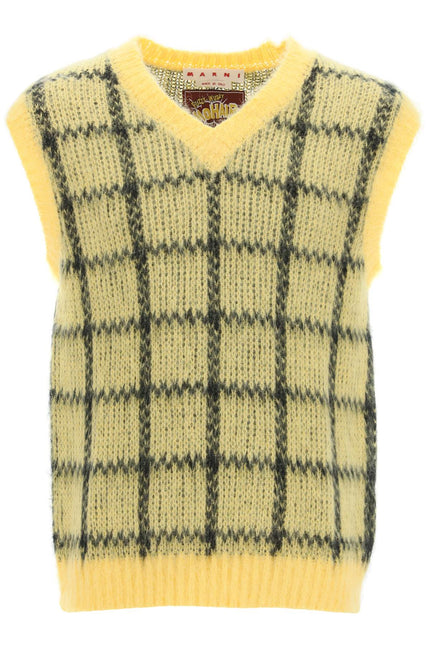 Brushed-Mohair Vest With Check Motif