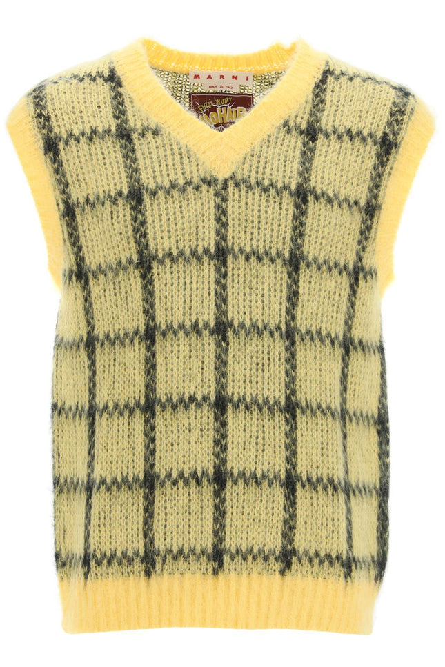 brushed-mohair vest with check motif