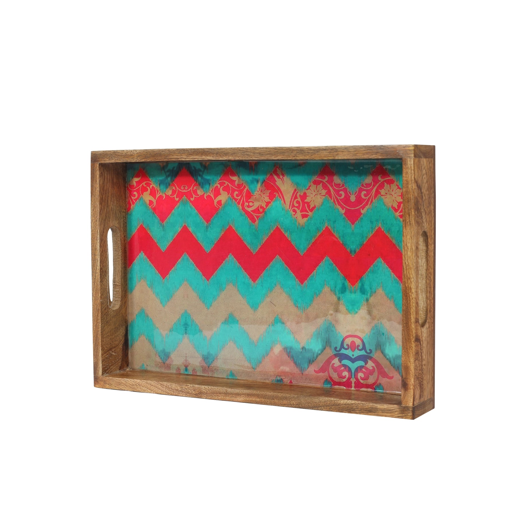 Sunrise Springs Resin And Wood Decorative Trays (Set Of 3)-Tiramisu-Urbanheer