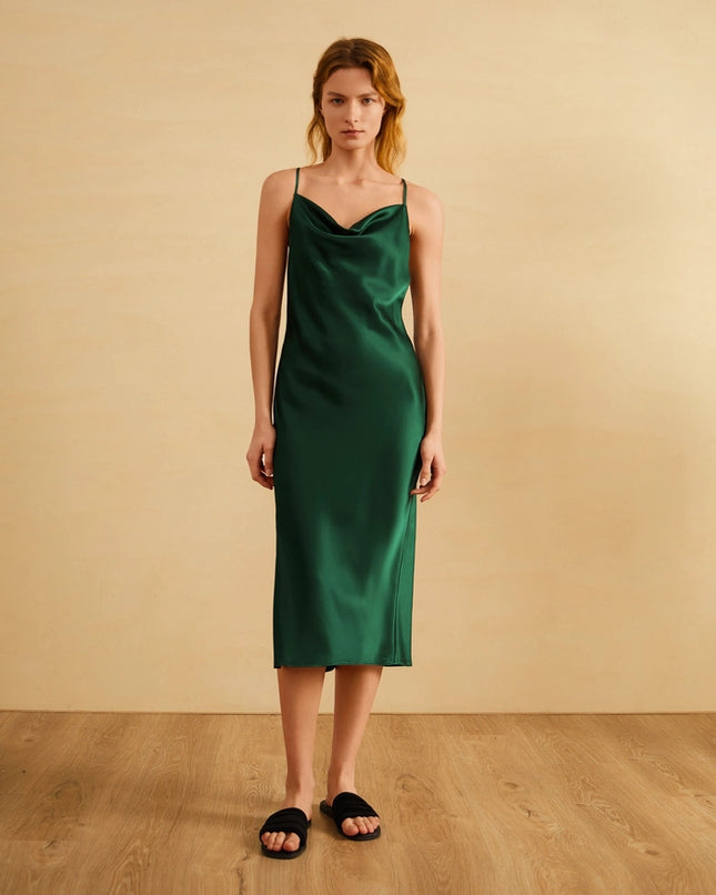 Luxurious Silk Nightgown Emerald Green-Night Gown-MommeSilk-Urbanheer