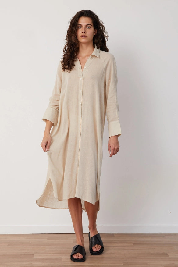 Jarrah Shirt Dress - Natural-Dress-Before Anyone Else-M-Urbanheer