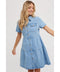 Tiered Denim Shirt Dress Lt Wash-Dress-Bluivy-S-Urbanheer