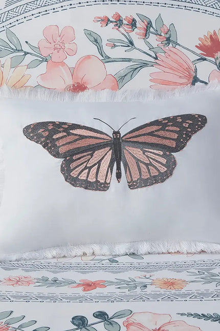 Floral Butterfly Boho Garden Comforter/Duvet Cover Set-Olliix-Urbanheer