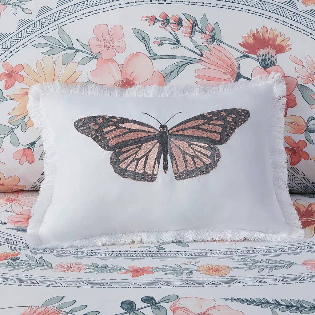 Floral Butterfly Boho Garden Comforter/Duvet Cover Set-Olliix-Comforter Set-Twin/Twin Xl-Urbanheer