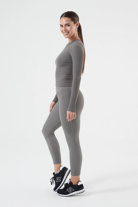 Rib Seamless Longsleeve Slate-Long Sleeve Tops-Nux Active-S-Urbanheer