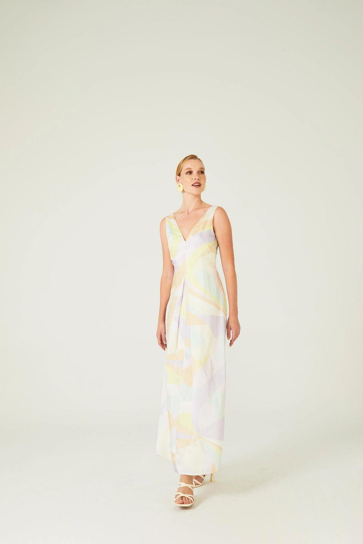 Geometric V-Neck Long Dress-Clothing - Women-Dolores Promesas-36-Urbanheer