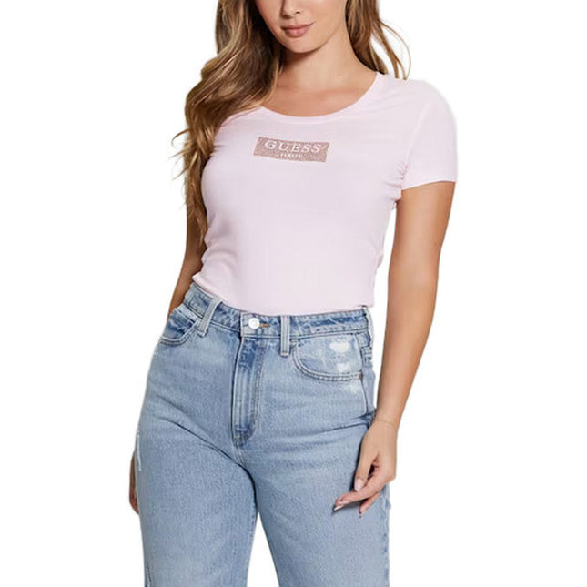 Guess Women T-Shirt-Clothing T-shirts-Guess-pink-XS-Urbanheer