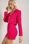 Tweed Crop Jacket w/ Pearl Buttons-Jacket-EDIT by NINE-MAGENTA-S-Urbanheer
