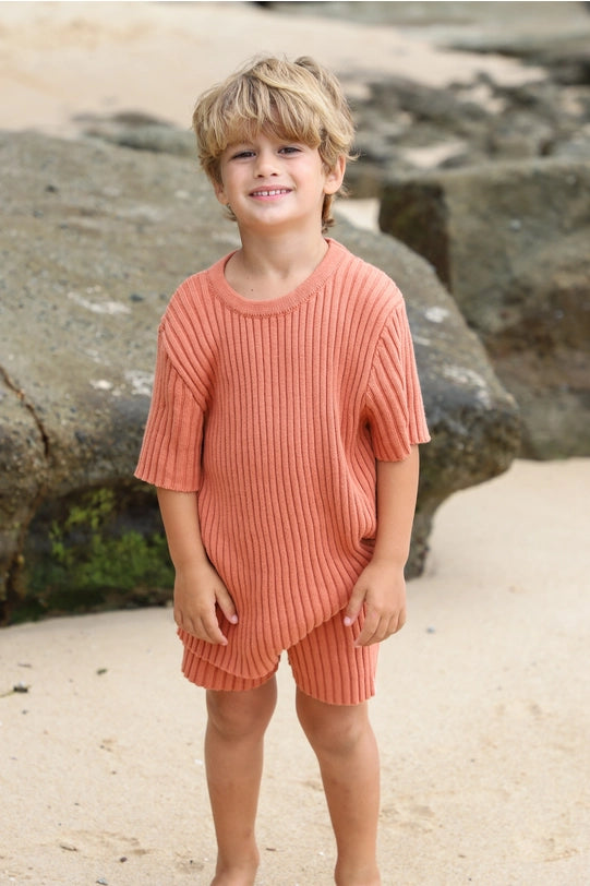 Mini Rib Knit Tee (Ginger)-Tee-All Fenix-3-6M-Urbanheer