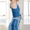 Set - Patchwork Denim Mini Skirt with Side Zipper-Sets-LABIJOU-S-Urbanheer