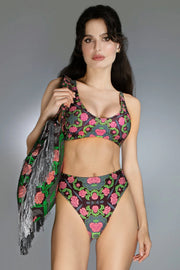 Multi-Hued Double-Layered Floral Roses Burgundy Pink Bikini-Nuvula-XS-Urbanheer