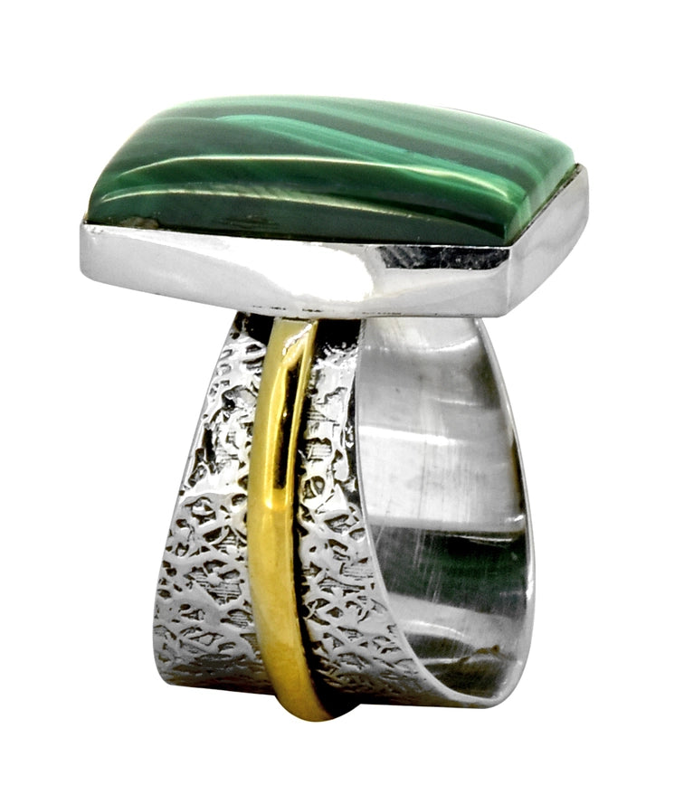 Malachite Gemstone 925 Sterling Silver Brass Statement Ring-Ring-Tiramisu-6-Urbanheer