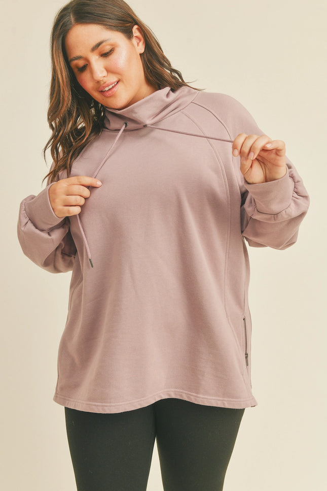 Mock Neck Side Zippers Sweatshirt-Clothing - Women-Kimberly C-Urbanheer
