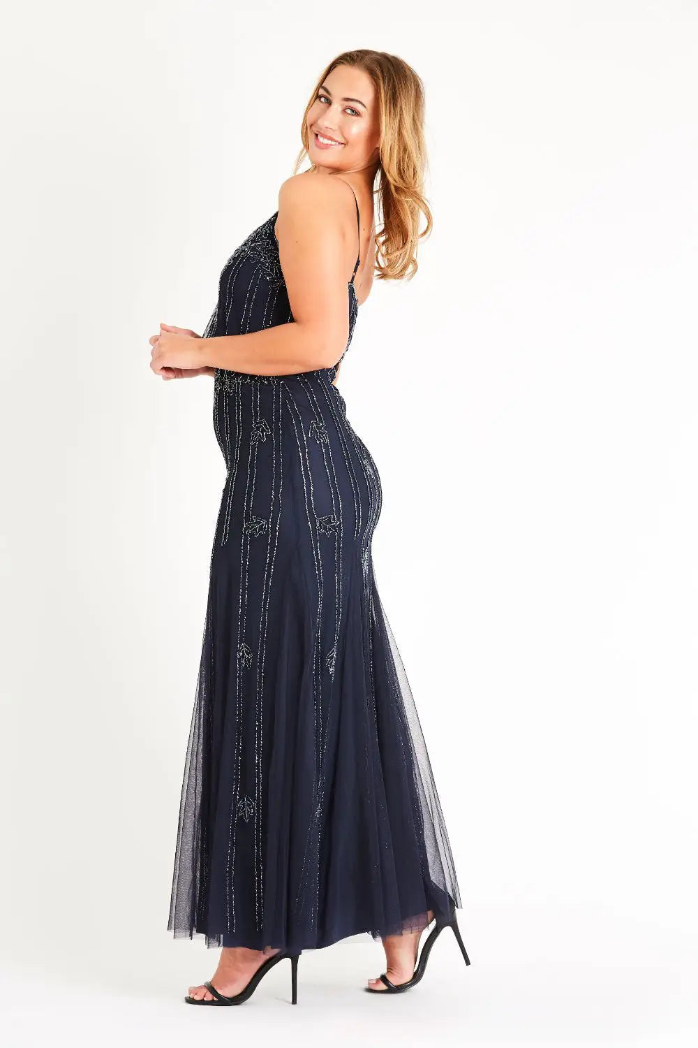 Keeva Maxi Dress - Navy-lace and beads-6-Urbanheer