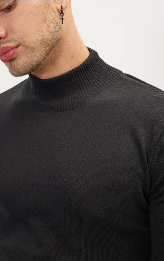 Rt Mock-Neck Sweater - Black-Sweater-Ron Tomson-Urbanheer