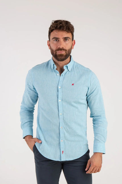 Light Blue Linen Shirt-Clothing - Men-Williot-Urbanheer