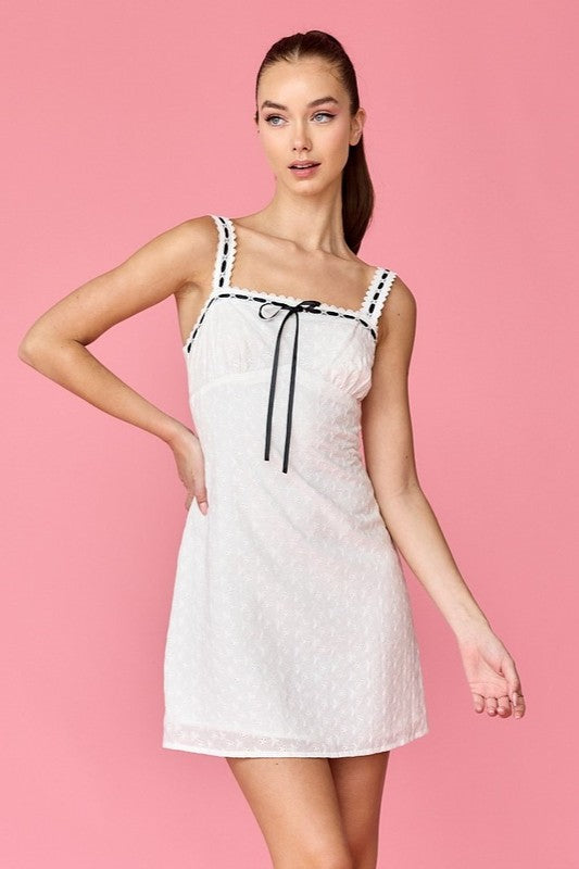Nevaeh Eyelet Mini Dress White-Dress-Papermoon-S-Urbanheer