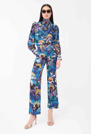 Chloe Print Shirt Bow Collar - Blue-Cyrana-XS-Urbanheer