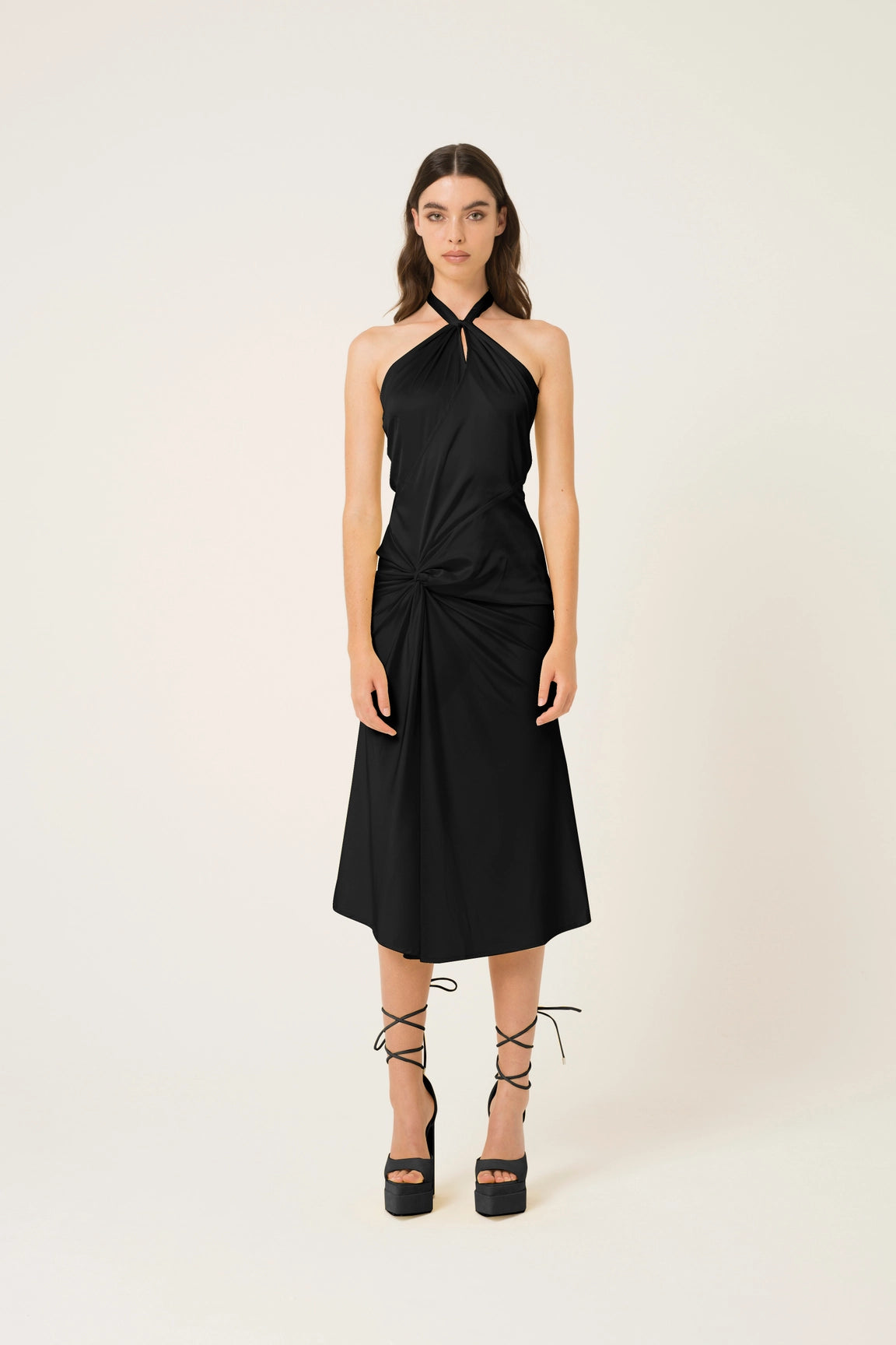 Serena Halter Neck Satin Midi Dress-Clothing - Women-Amy Lynn-S-Black-Urbanheer