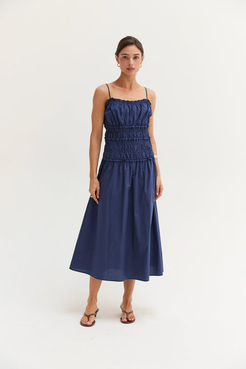 Jamie Scoop Neck Poplin Midi Dress