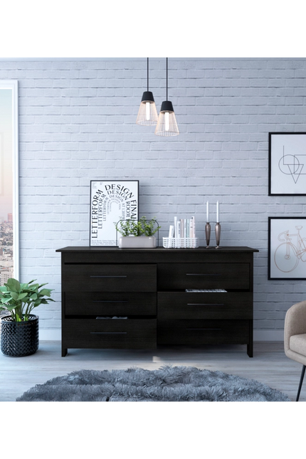 Luxor Six Drawer Double Dresser-Furniture > Cabinets & Storage > Chest of drawers-FM FURNITURE-Urbanheer