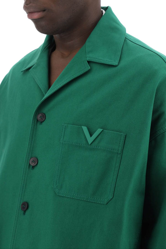 "Canvas Overshirt With V Detail