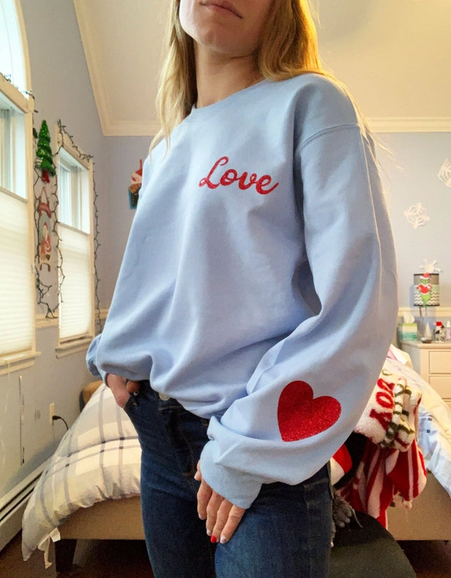 Valentines Day Glitter Heart Crewneck Sweatshirt-Sweatshirt-Lifestyle Outpost-Urbanheer