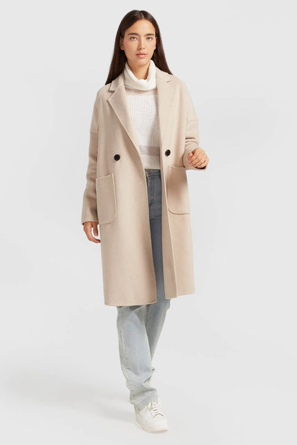 Publisher Double-Breasted Wool Blend Coat - Sand-COAT-Belle & Bloom-XS-Urbanheer