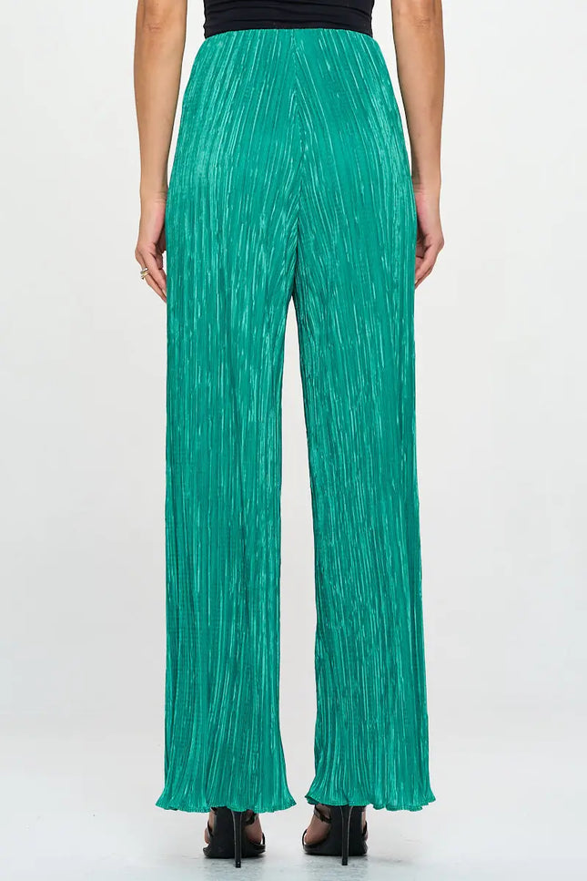 Vibrant Plisse Lined Straight Pants-Renee C.-Urbanheer