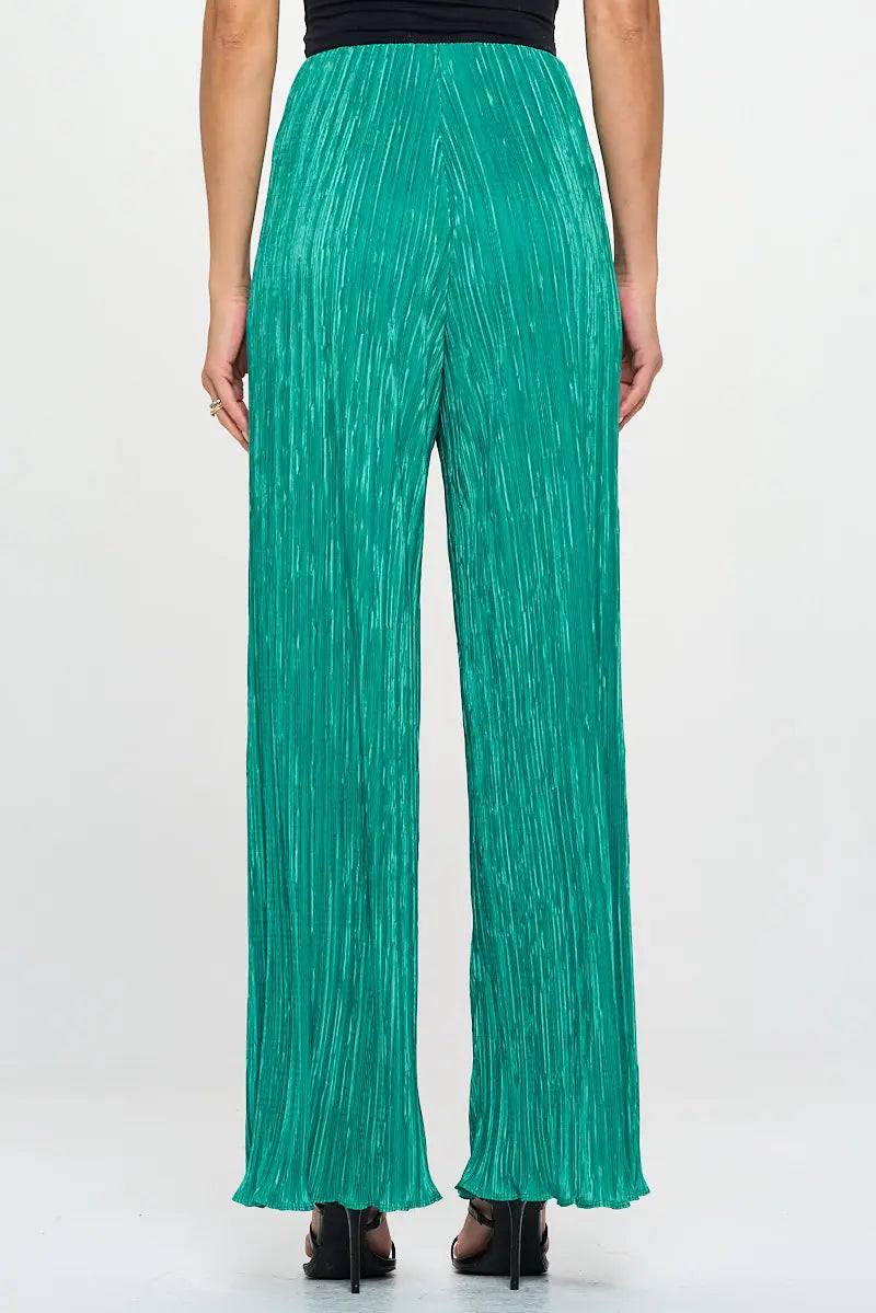 Vibrant Plisse Lined Straight Pants-Renee C.-S-Urbanheer