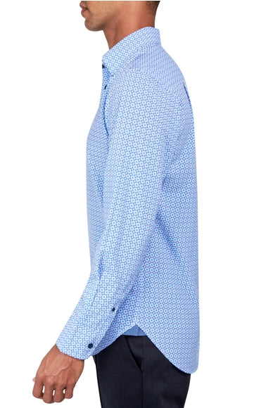 Regular Fit Geo Print Dress Shirt-W.R.K-15-Blue-Urbanheer